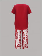 Arvessa | Casual Bladprint Twee Delige Set