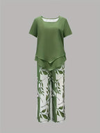 Arvessa | Casual Bladprint Twee Delige Set