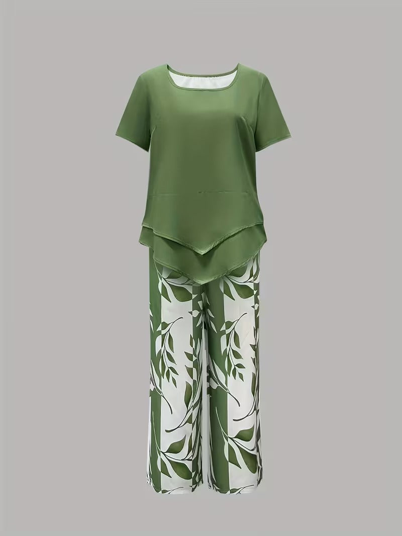 Arvessa | Casual Bladprint Twee Delige Set