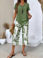 Arvessa | Casual Bladprint Twee Delige Set