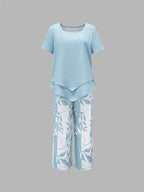 Arvessa | Casual Bladprint Twee Delige Set