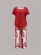 Arvessa | Casual Bladprint Twee Delige Set