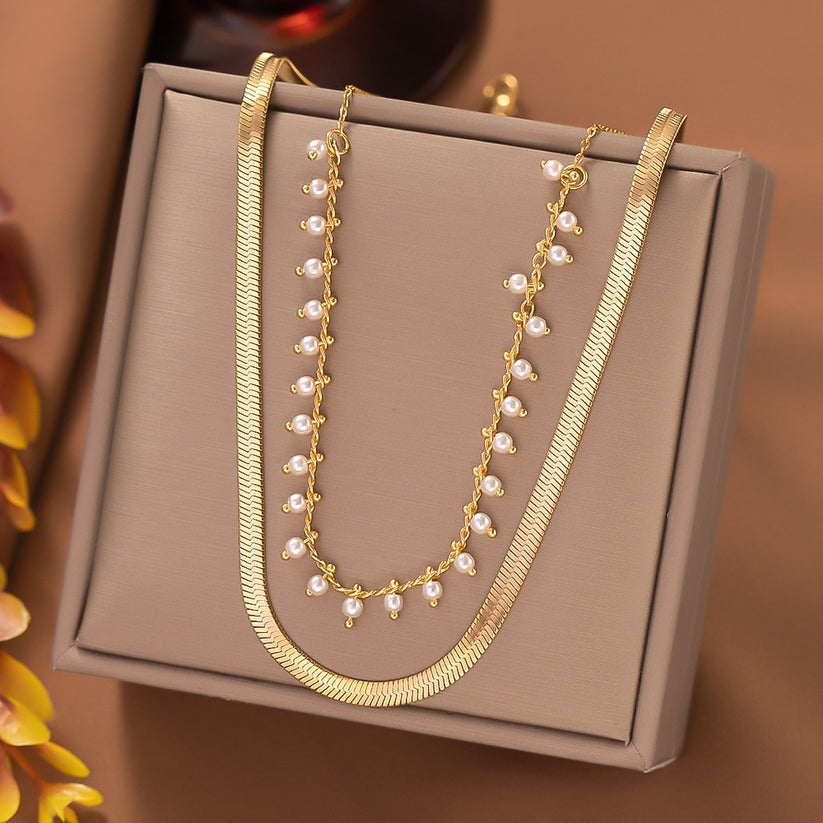 Marizanne | Luxe Slangen Choker & Parel Sieraad Set