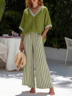 Audrey | Elegante Casual Gestreepte Set