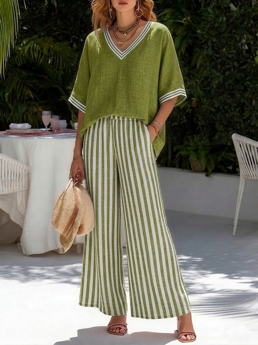 Audrey | Elegante Casual Gestreepte Set