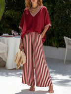 Audrey | Elegante Casual Gestreepte Set