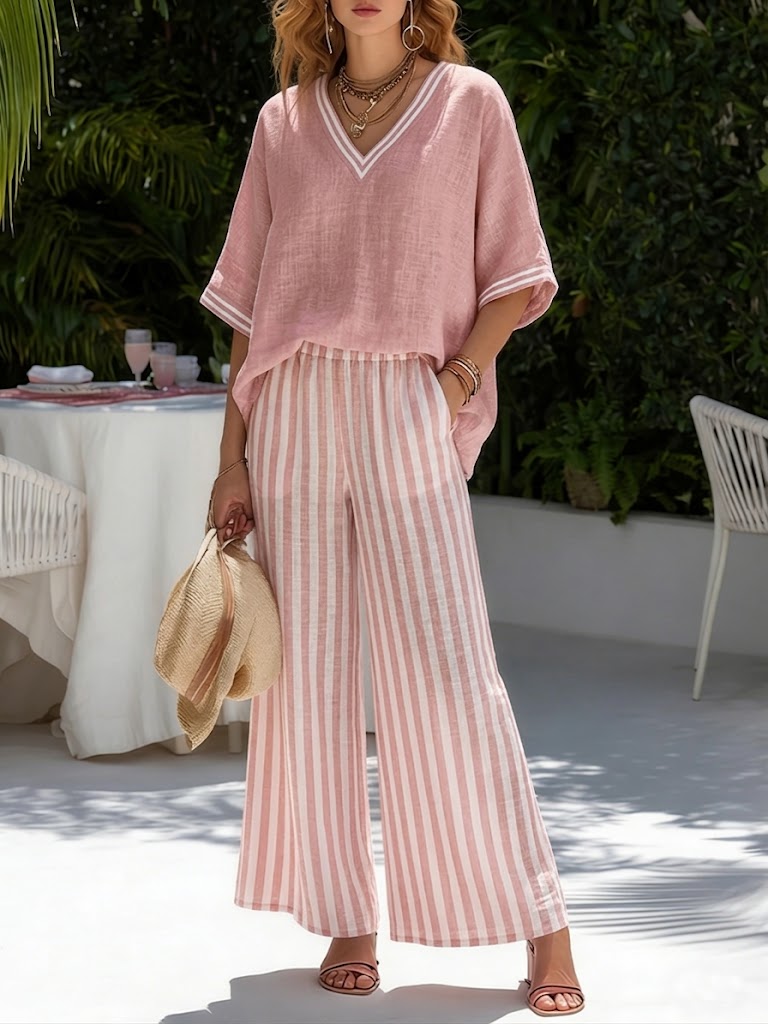 Audrey | Elegante Casual Gestreepte Set