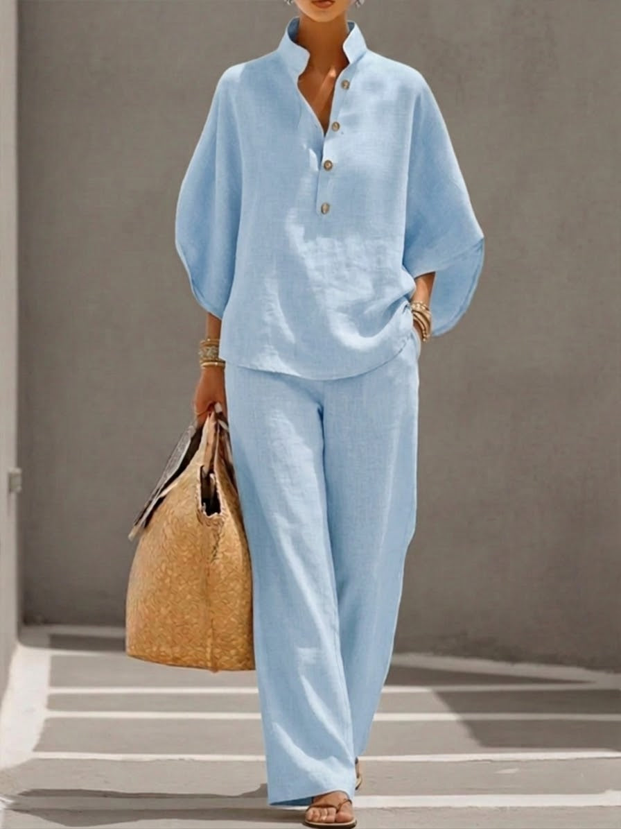 Mariel | Jumpsuit met vleermuismouwen en wijde broek