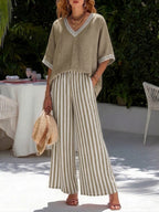 Audrey | Elegante Casual Gestreepte Set