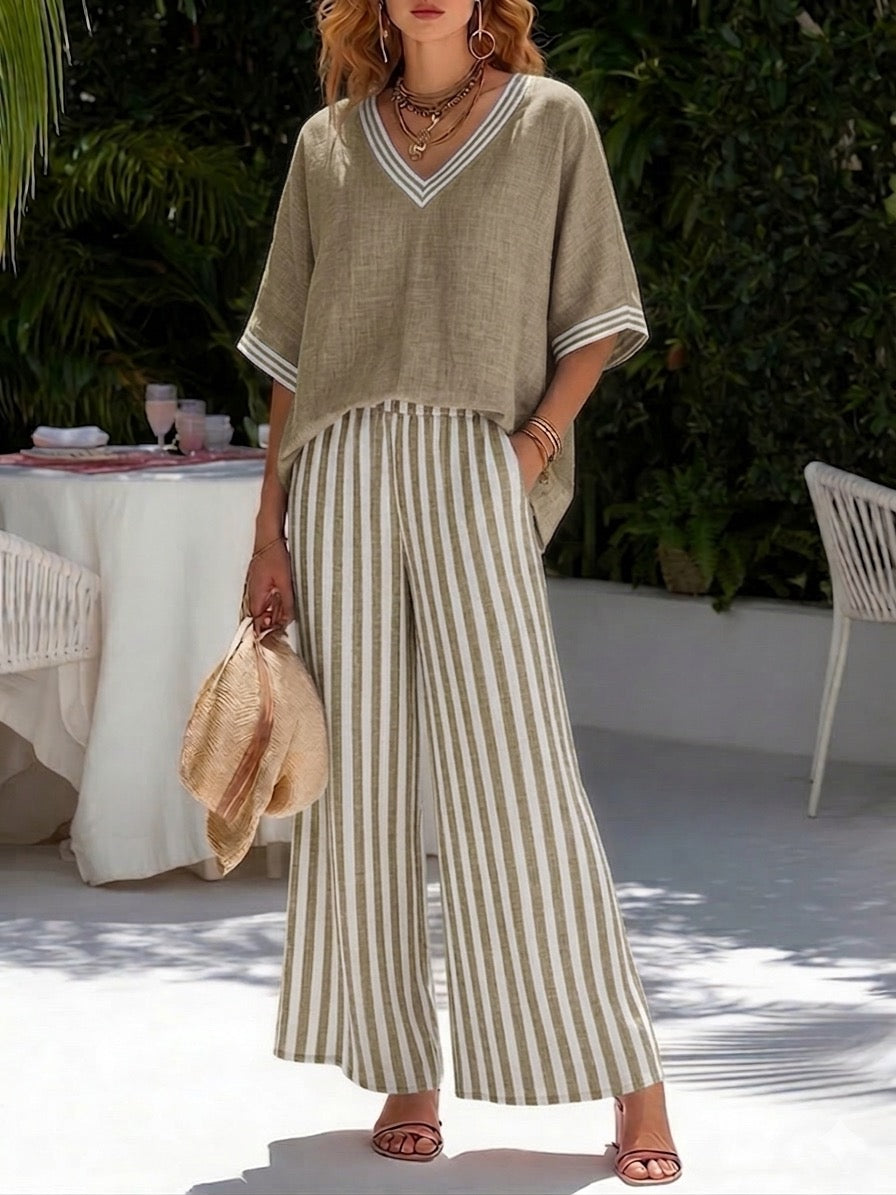 Audrey | Elegante Casual Gestreepte Set