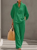 Mariel | Jumpsuit met vleermuismouwen en wijde broek