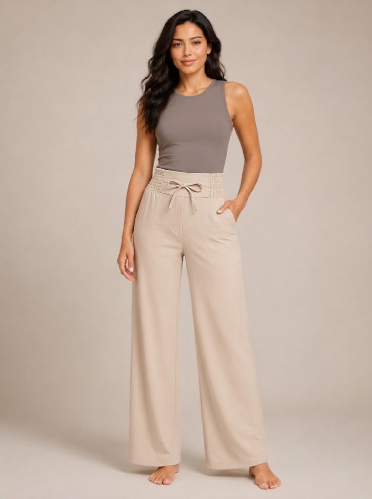 Pravina - Dames comfortbroek met stretch en brede tailleband
