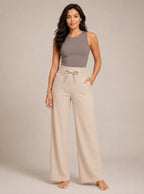 Pravina - Dames comfortbroek met stretch en brede tailleband