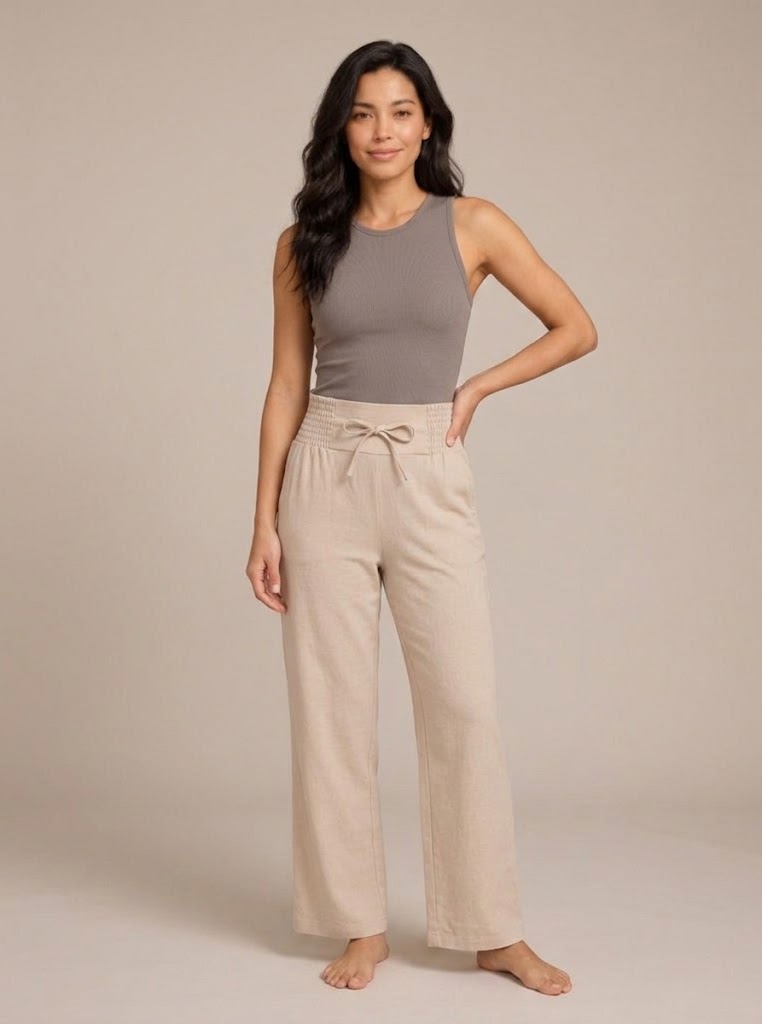 Pravina - Dames comfortbroek met stretch en brede tailleband